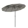 Sonnenschirm, Gartenschirm, neigbar, mit Handkurbel, Winddach, Polyester+Stahl, grau, 295 x 152cm