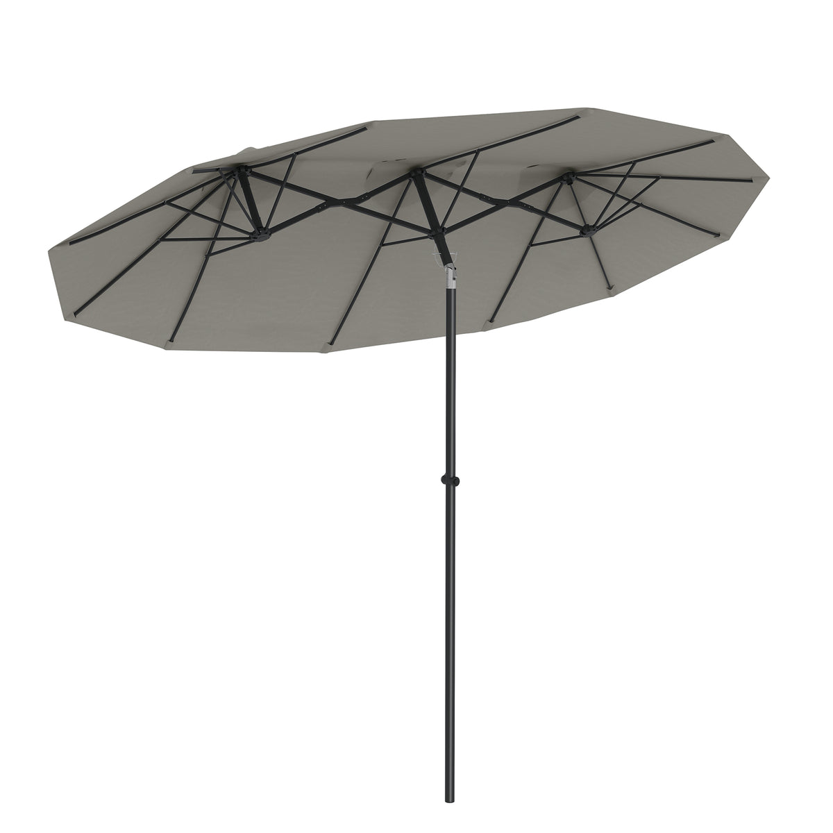 Sonnenschirm, Gartenschirm, neigbar, mit Handkurbel, Winddach, Polyester+Stahl, grau, 295 x 152cm