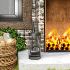 5-Piece Fireplace Tools Set with Mesh Basket, Indoor Outdoor Fireside Accessories for Fireplaces, Fire Pits, Black
