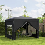 3x3(m) Pop-Up Gazebo, with Curtain Walls and Windows, Black