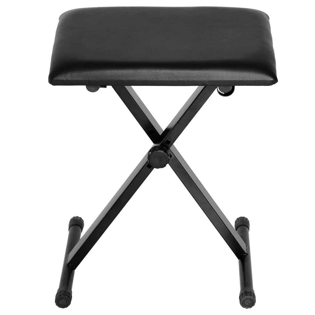 Foldable Keyboard Stool Padded Seat X Frame Chair Adjustable Height Piano Bench Black