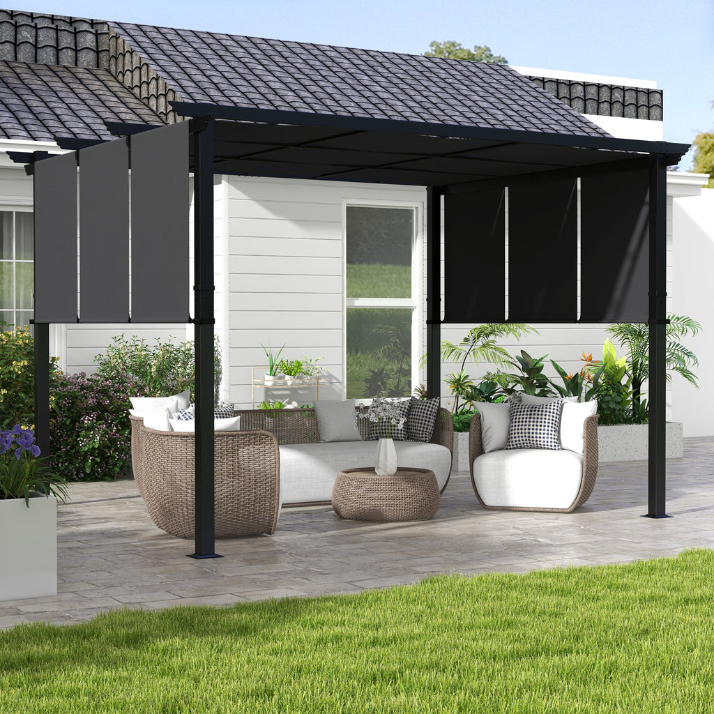 Markise Sonnenschutz. Pergola, wetterbeständig, inkl. Befestigungsmaterial, 3 x 3,5 m, Dunkelgrau