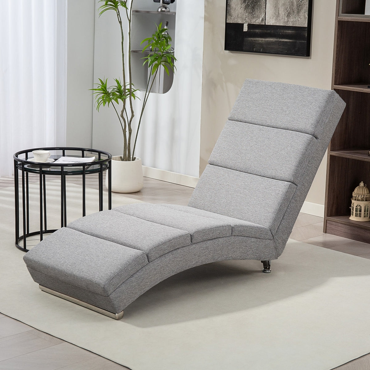 Polstersessel mit R¨¹ckenlehne, Relaxsessel mit Stahlbeinen & dicker Polsterung, f¨¹r Wohnzimmer, Schlafzimmer, Hellgrau