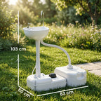 Camping-Waschbecken mit Auffangbehälter, Seifenspender, 17L Wassertank, mobil, hellgrau
