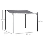 3 x 3m Elegantly Curved Wall Awning - Grey