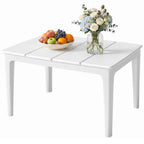 Beistelltisch 70 x 53cm wetterfest Gartentisch aus Kunststoff rechteckig Balkontisch 35kg Belastbar Cremeweiß