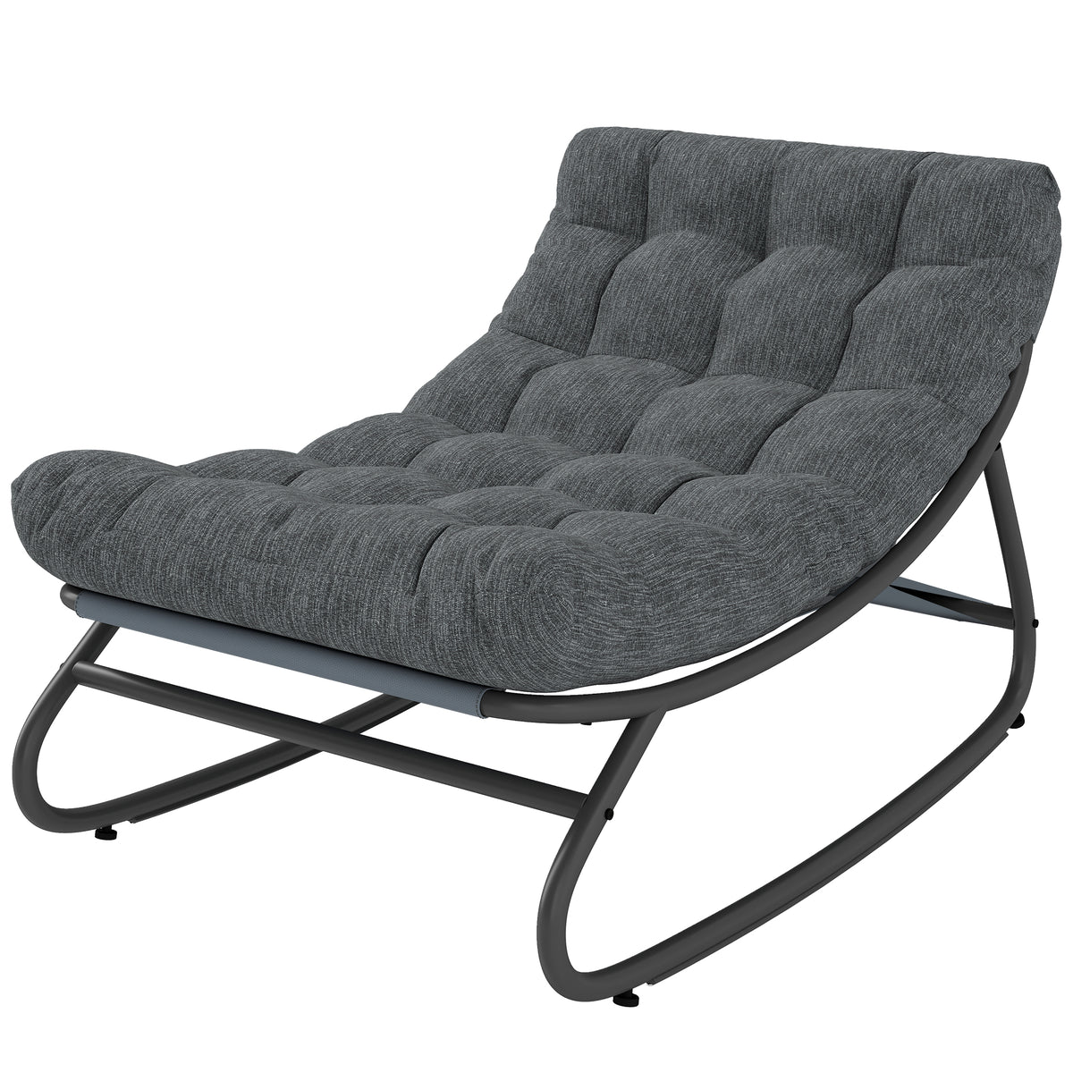 Schaukelstuhl Schaukelsessel mit breitem Netzsitz dickem Kissen 101 x 66 x 63 cm Grau