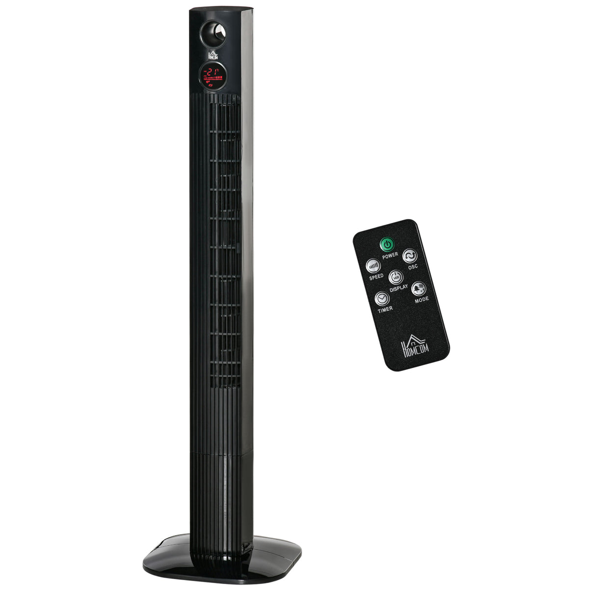 Turmventilator mit Fernbedienung 45W 70° Oszillation Säulenventilator Ventilator mit Aroma-Diffusor Timer-Funktion 3 Belüftungsstufen Schwarz