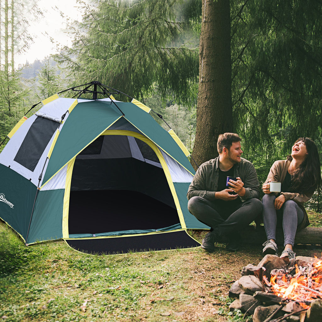 Campingzelt für 3 Personen Pop-up Kuppelzelt mit Fenster, Packtasche, Haken, Bodenplane, Familienzelt mit 1000mm Wassersäule Zelt für Camping Reise Trekking Garten