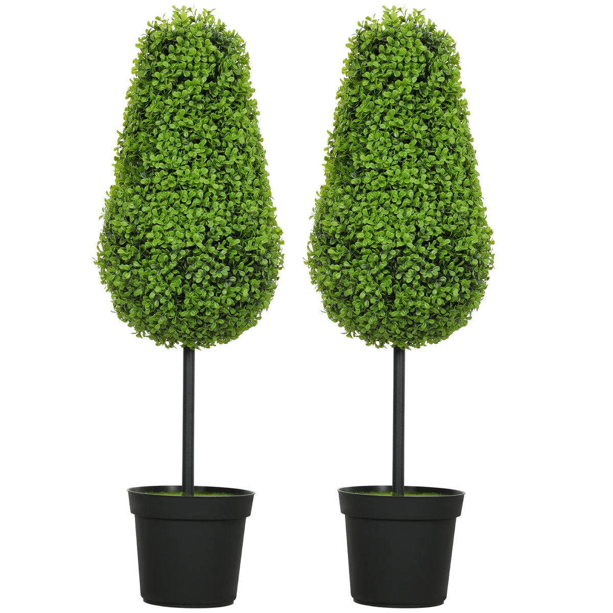 2er Set K¨¹nstliche Buchsbaum 90cm Kunstpflanze in Tr?nenform, Plastik K¨¹nstliche Pflanzen im Topf Moderne Dekoration