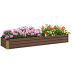 60 x 240cm Galvanised Steel Planter, with Open Bottom, Brown