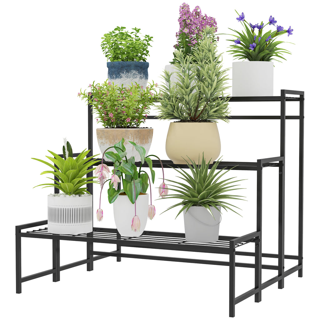 Three-Tier Metal Plant Shelf - Black