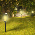  Gartenbeleuchtung 4 Stück Solar LED Warmweiß Gartenstrahler mit Erdspieß Stecker IP44 Wasserdichter Gartenleuchte Solar Gartenlampe für Draußen Garten Rasen, Hof
