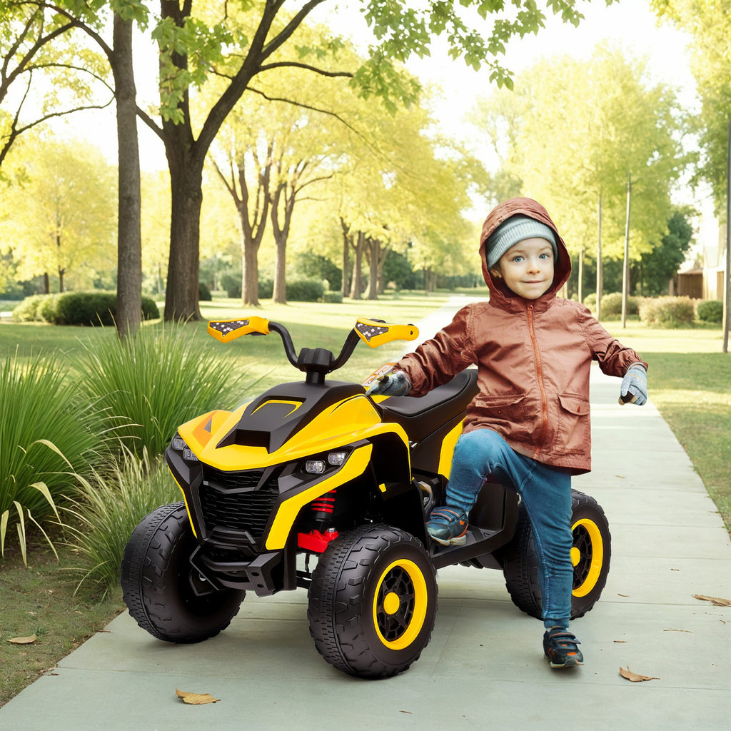 Elektroquad f¨¹r Kinder, 3-6 km/h, LED-Scheinwerfer, Musik, USB, f¨¹r 3-8 Jahre, Gelb