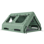 Inflatable Camping Tent, 4 Season Hot Tent 10000mm Waterproof with Chimney Opening, Sky Light and Air Pump, Green