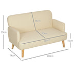 Zweisitzer-Sofa, kompakt, hautfreundlicher Bezug, bis 240 kg, 130x74x79 cm, Cremewei?