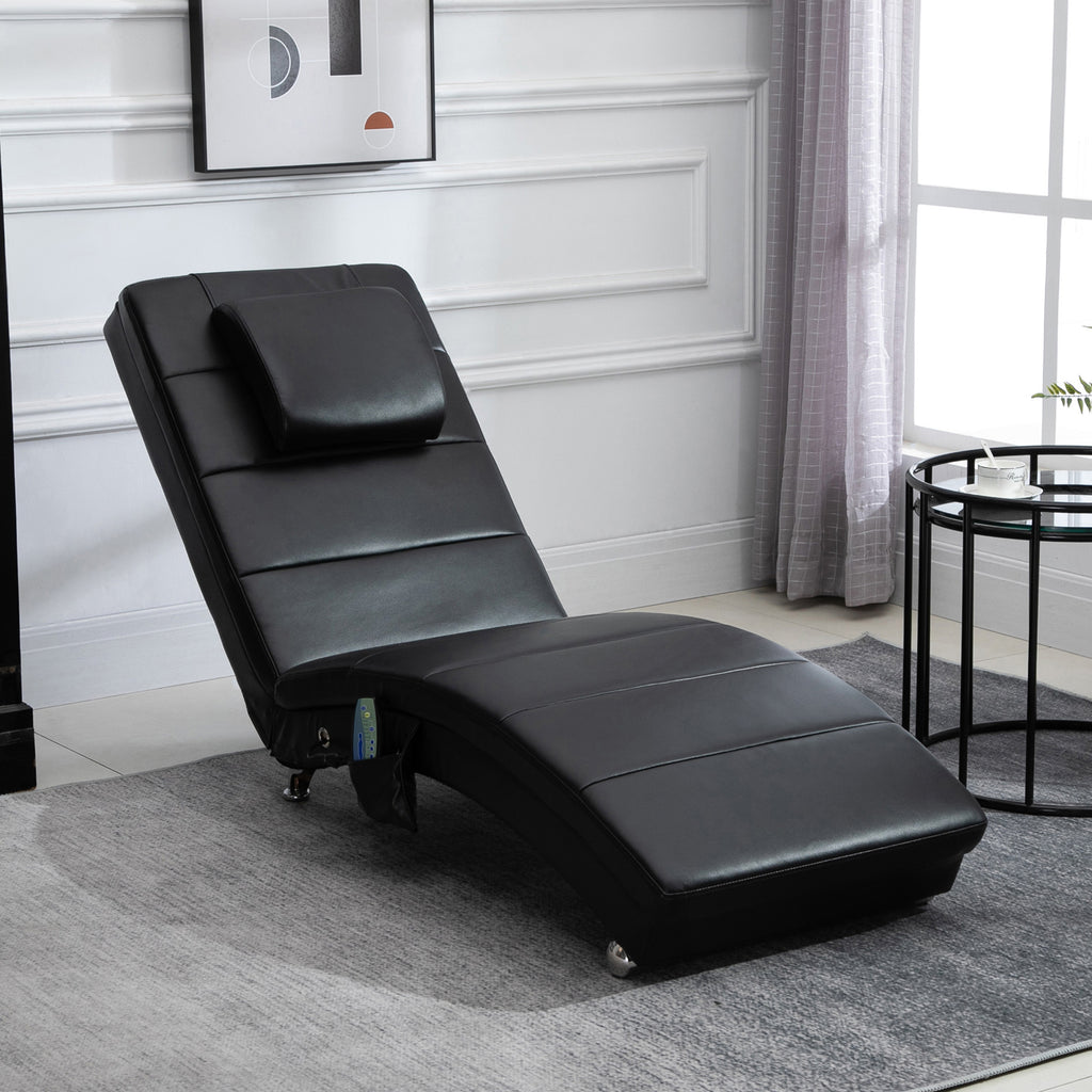Relaxliege Elektrisch Fernsehsessel Massagesessel mit Liegefunktion 8 Massagepunkten Relaxsessel mit Zero-G Design für Wohnzimmer Kunstleder Schwarz