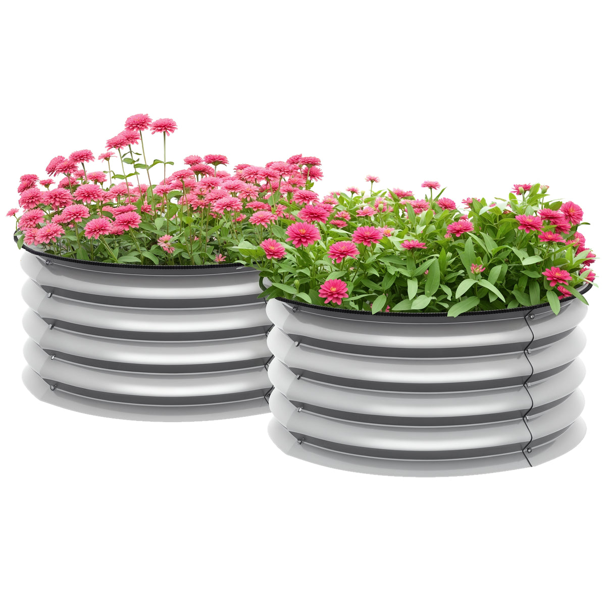 2er-Set Hochbeet Pflanzenbeet, modulares Hochbett, 2 St¨¹ck, ohne Boden, ?60 x 30 cm. Silber