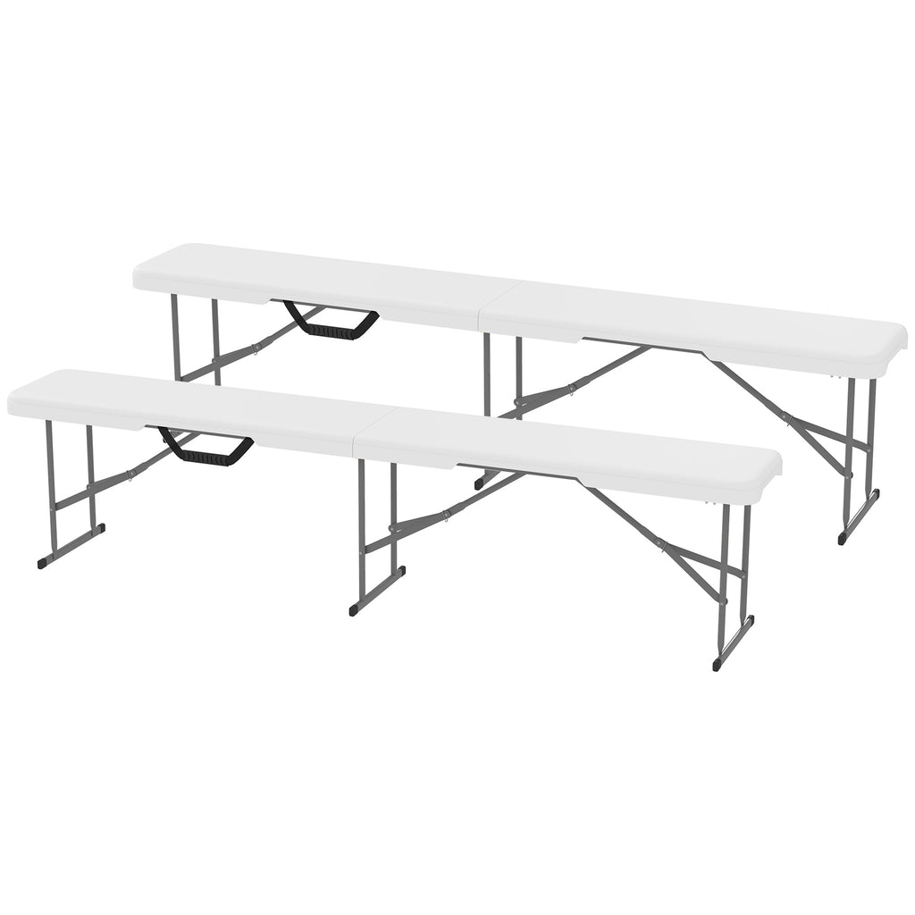 Campingbank, Kunststoff-Outdoor-Bank, 240 kg Belastbarkeit, Weiß