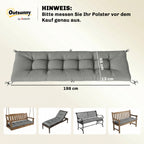 Palettenkissen Abnehmbar Sitzkissen mit Befestigungsbändern Palettenpolster für die meisten Liegen 198x65x13cm Hellgrau