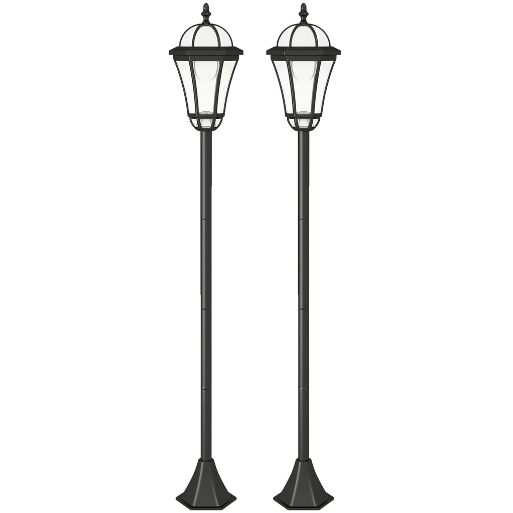  2 PCS 1.3M Garden Solar Lamp Post Lights Solar Powered LED Lantern Patio Pathway Walkway Outdoor Water-Resist Auto Switch 6 Hours Black