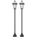  2 PCS 1.3M Garden Solar Lamp Post Lights Solar Powered LED Lantern Patio Pathway Walkway Outdoor Water-Resist Auto Switch 6 Hours Black