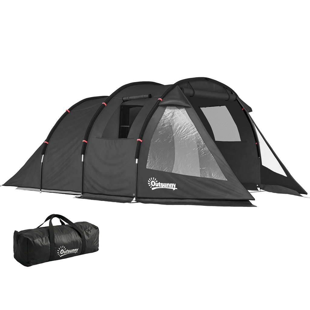 Campingzelt Trekkingzelt Zelt, wetterbeständig, 2 Räume, 475 x 264 cm Breite x 172, Schwarz