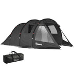 Campingzelt Trekkingzelt Zelt, wetterbeständig, 2 Räume, 475 x 264 cm Breite x 172, Schwarz