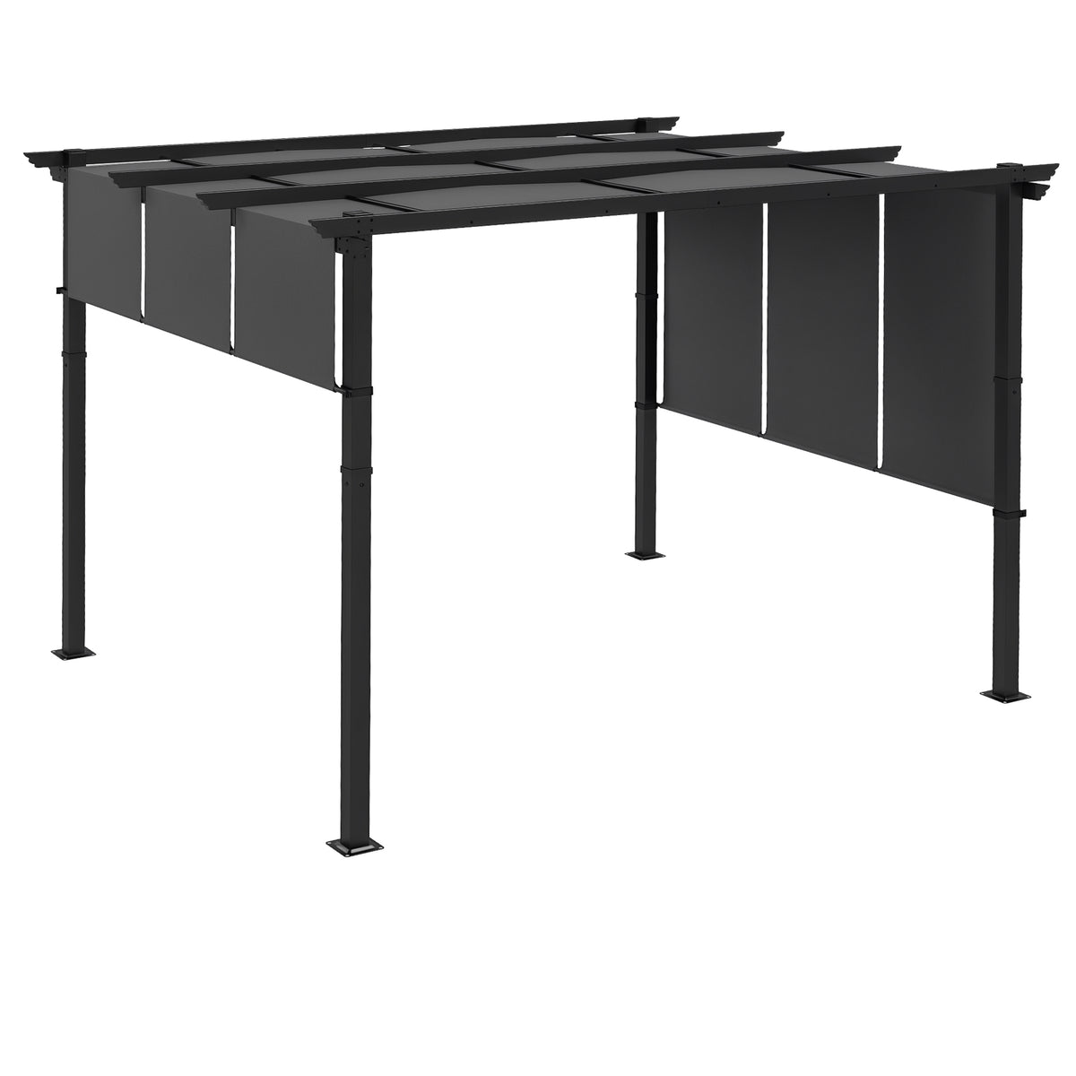 Markise Sonnenschutz. Pergola, wetterbeständig, inkl. Befestigungsmaterial, 3 x 3,5 m, Dunkelgrau