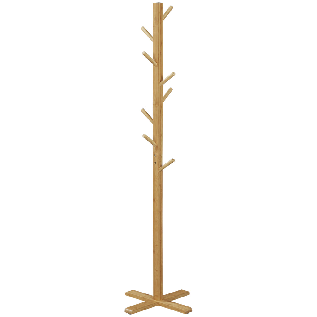 Garderobe Kleiderst?nder Hutst?nder, 8 Haken, 49,5 cm x 49,5 cm x 178 cm, Natur
