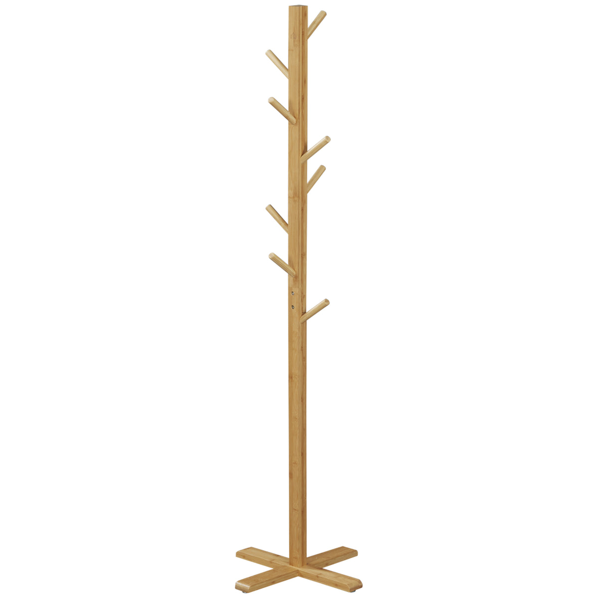 Garderobe Kleiderst?nder Hutst?nder, 8 Haken, 49,5 cm x 49,5 cm x 178 cm, Natur