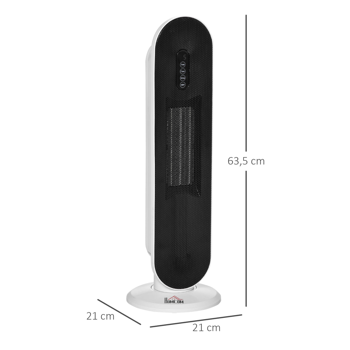 Heizlüfter 24h Stunden-Timer 2000W 2 Modi Oszillation Metall Weiß + Schwarz