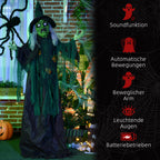 6ft Halloween Witch Decoration, Outdoor Activated Prop with Light Up Eyes Magical Heart, Sound Activated