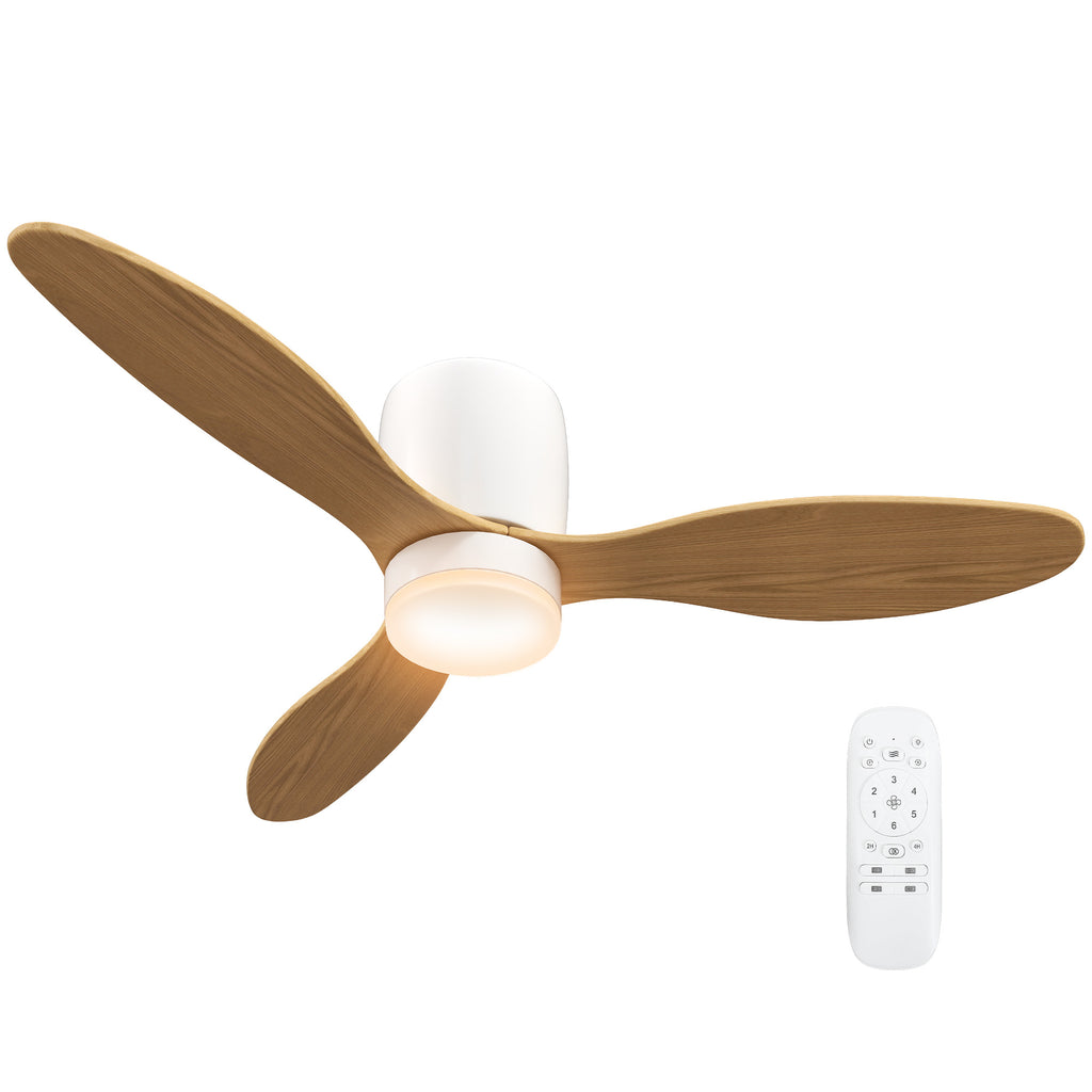 Deckenventilator mit Beleuchtung und Fernbedienung 115 cm Ventilator mit LED Lampe, Umkehrbarer DC Motor, Natur
