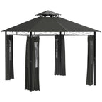 Pavillon Partyzelt Gartenpavillon, 3 x 3 x 2, 88 m, Dunkelgrau