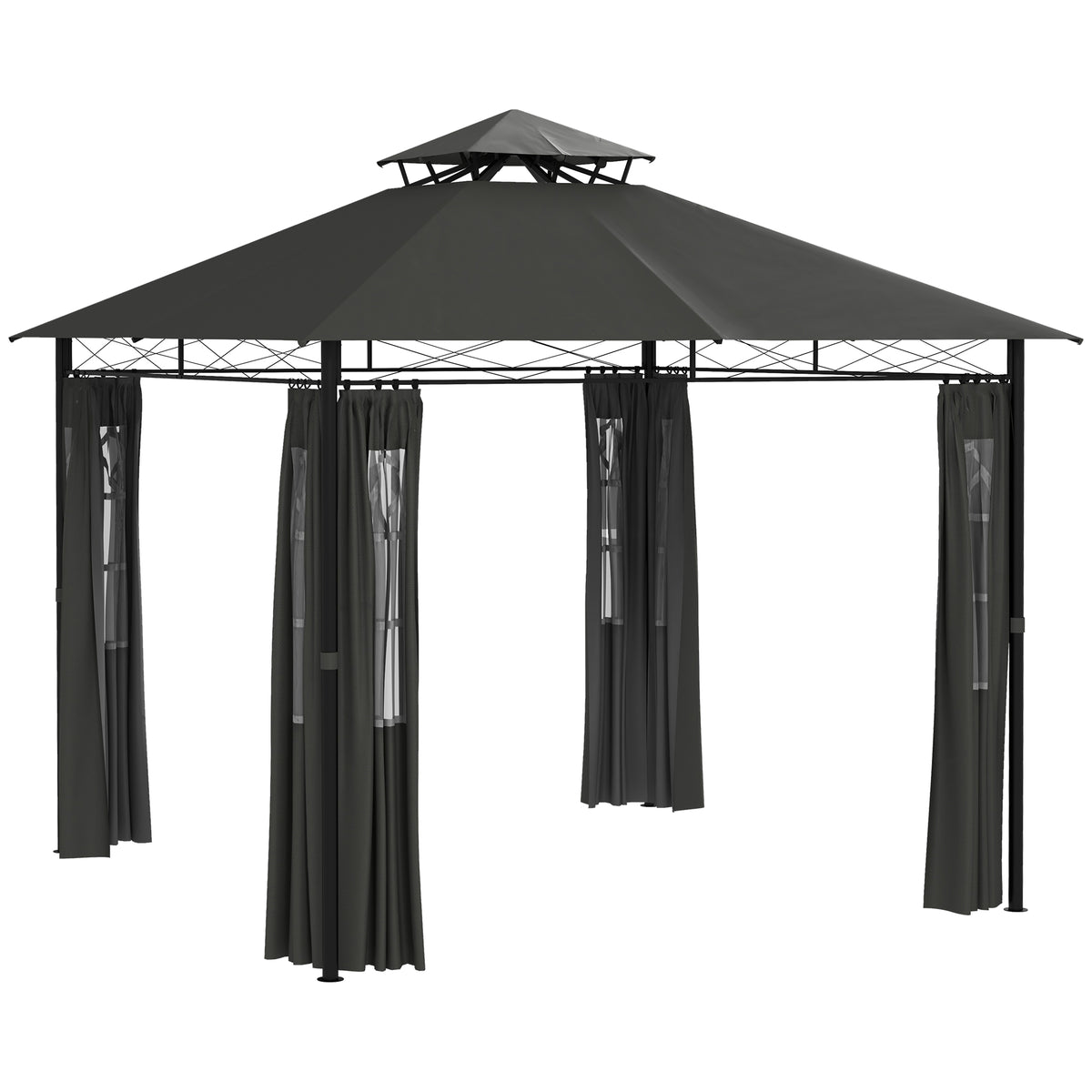 Pavillon Partyzelt Gartenpavillon, 3 x 3 x 2, 88 m, Dunkelgrau