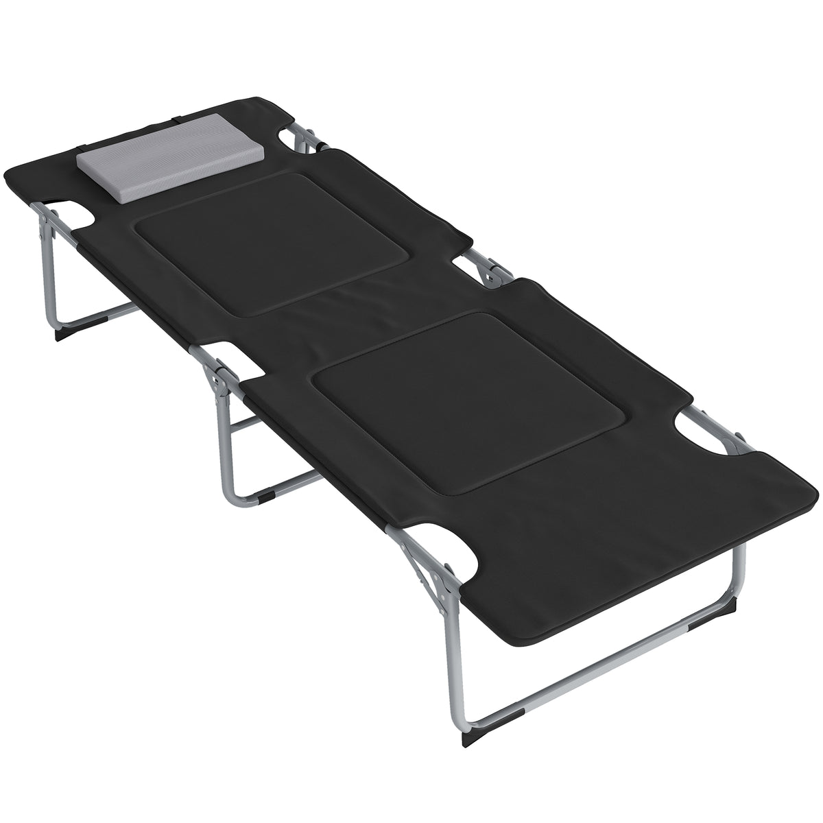  Feldbett faltbar Campingbett mit Kissen Tragetasche 183 x 66 x 33 cm Gästebett bis 114 kg Campingliege für Erwachsene Klappbett für Indoor, Outdoor, Garten Camping Reisen Schwarz
