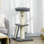 Cat Tree Tower with Scratching Posts, Pad, Bed, Toy Ball-Dark Grey