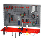 Werkzeuglochwand Wandregal 54 tlg Werkzeughalter Werkzeugwand f¨¹r Werkstatt Sichtlagerk?sten Hakenset PP Grau+Rot 95,5 x 23 x 53,5 cm