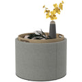 Hocker Polsterhocker, Leinen, versteckter Stauraum, umkehrbarer Deckel, 5 6cm x 56 cm x 42 cm, Grau + Natur