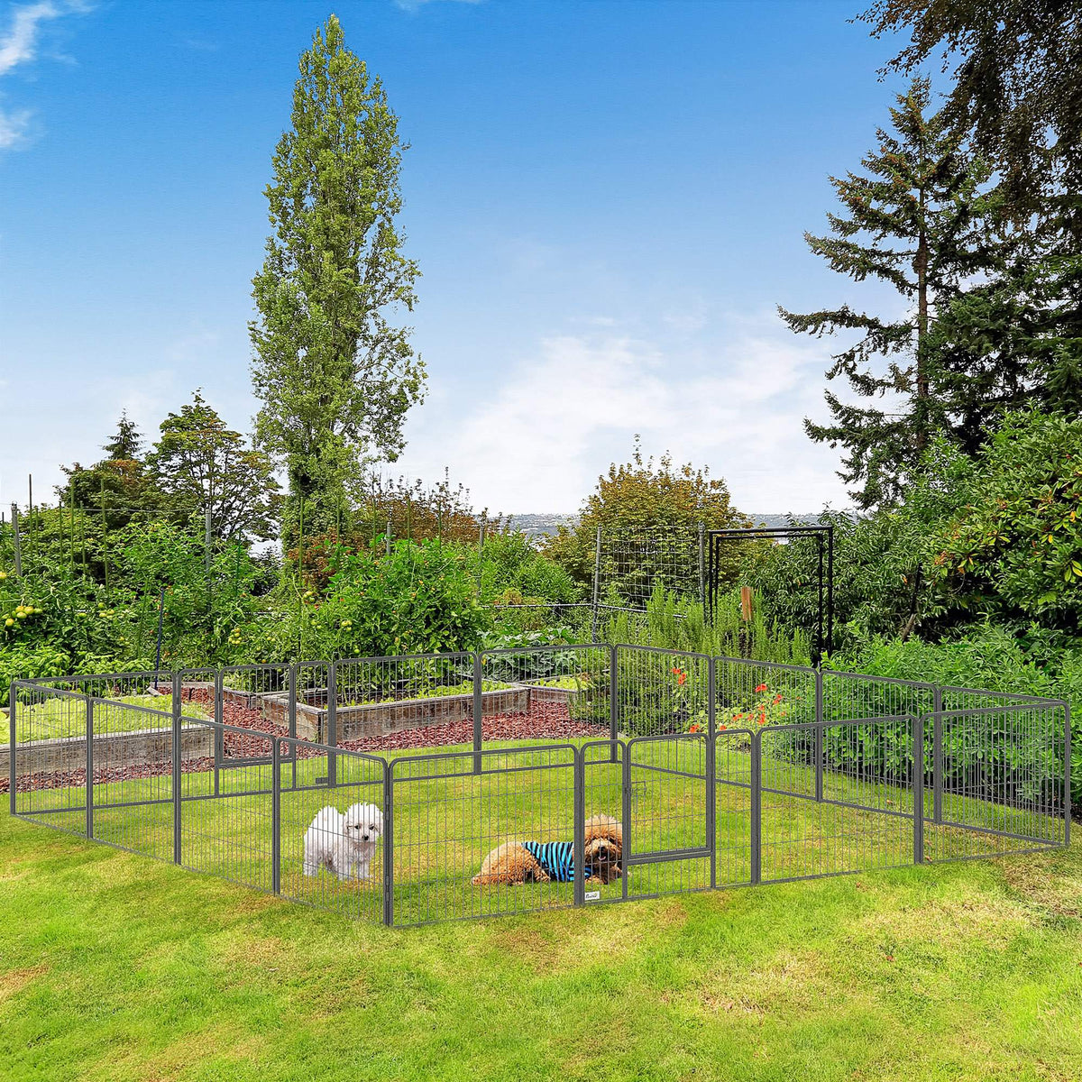 16 Panels Heavy Duty Puppy Playpen, for Small Dogs, Indoor and Outdoor Use - Grey