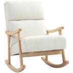 Schaukelstuhl, Stoffbezug in Samtoptik, Ergonomische Rückenlehne, 120 kg Belastbarkeit, 65B x 90T x 98H cm, Cremeweiß
