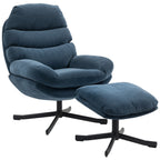 Relaxsessel mit Hocker Sessel Loungesessel mit Chenille-Stoff, Modern Fernsehsessel, 78 x 93 x 100 cm, Blau