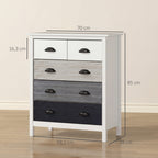 Sideboard, Kommode, 5 Schubladen, lackierte Oberfl?che, MDF & Kiefernholz, 70 x 38 x 85 cm, Wei?
