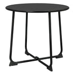 50 cm Runder Outdoor-Tisch, Metall Gartencouchtisch mit X-förmigem Gestell und rutschfesten Füßen, Schwarz