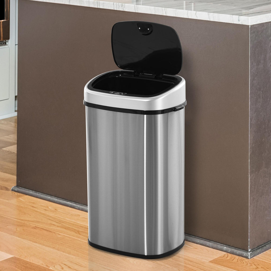  Stainless Steel Kitchen Sensor Dustbin Automatic Touchless Rubbish Garbage Waste Bin 58L Silver