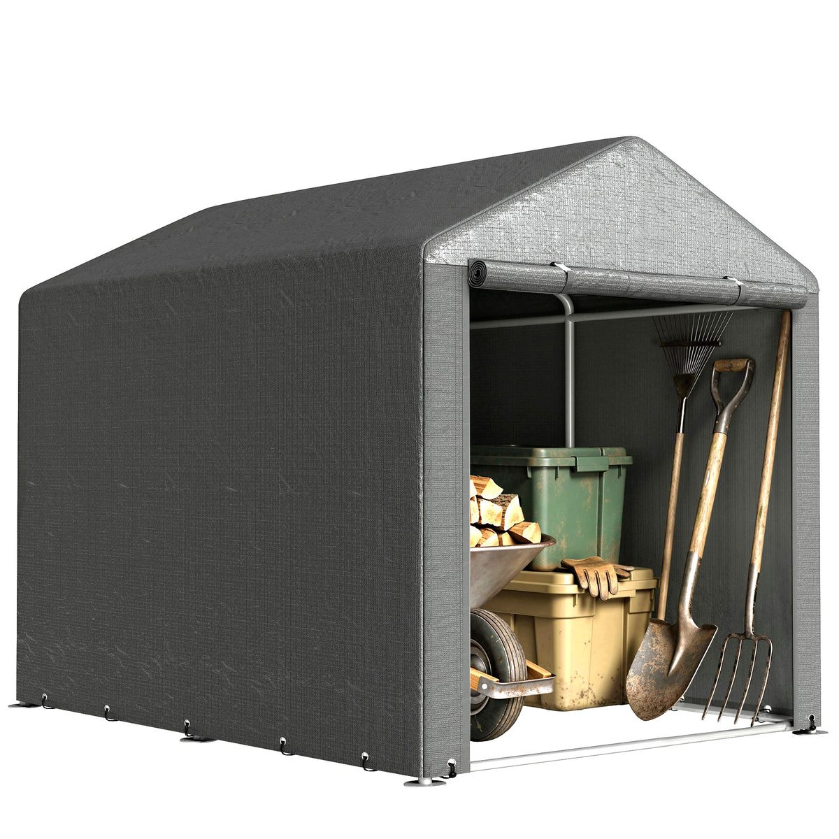 2.2 x 1.6 m Outdoor Storage Tent, with Accessories - Dark Grey