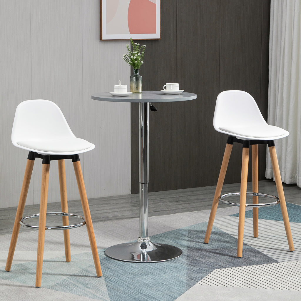2er-Set Barhocker Barstühle Skandi-Design, Fußtstütze, 43 cm x 43 cm x 91 cm, Natur + Weiß