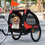 Hundeanhänger, klappbarer Fahrradanhänger für Hunde, wasserbeständig, Oxfordstoff, Metall, 140 x 71 x 83 cm, Rot