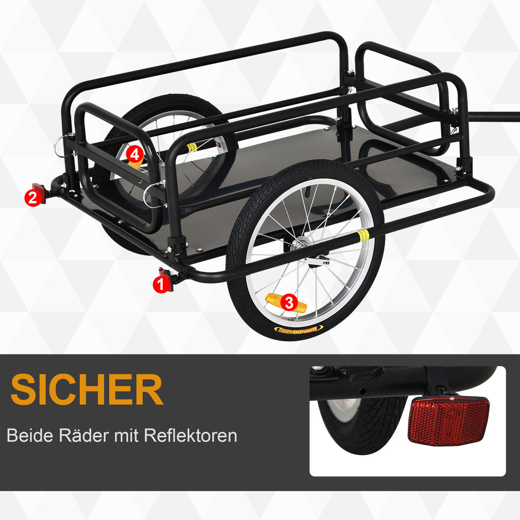 Bike Cargo Trailer in Steel Frame Extra Bicycle Storage Carrier with Hitch-Black